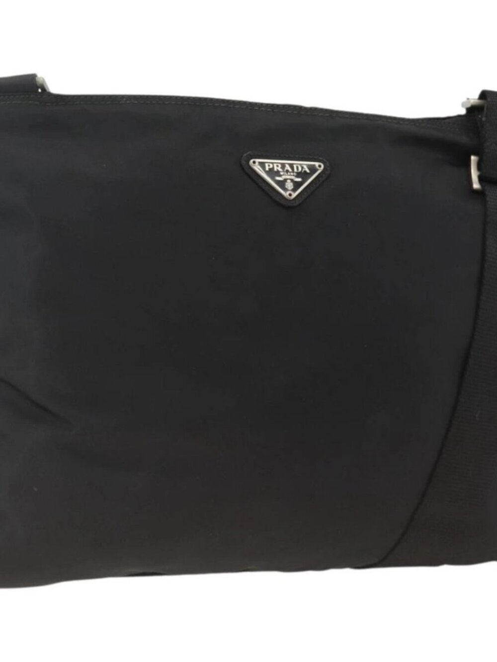 PRADA Shoulder Bag Nylon Black Silver Auth BAZ203A